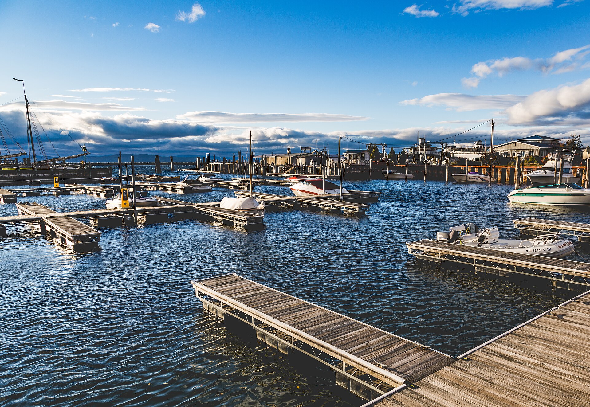 The Burlington, Vermont waterfront on Lake Champlain